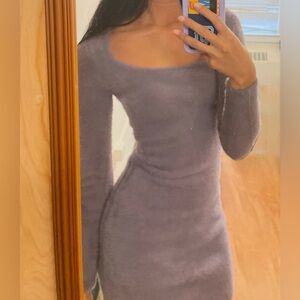 Aritzia Sunday Best Montgomery Fuzzy Purple Dress